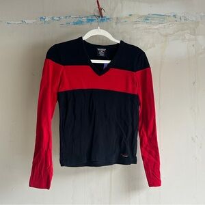 Y2K Ralph Lauren Black and Red Polo Jeans Top